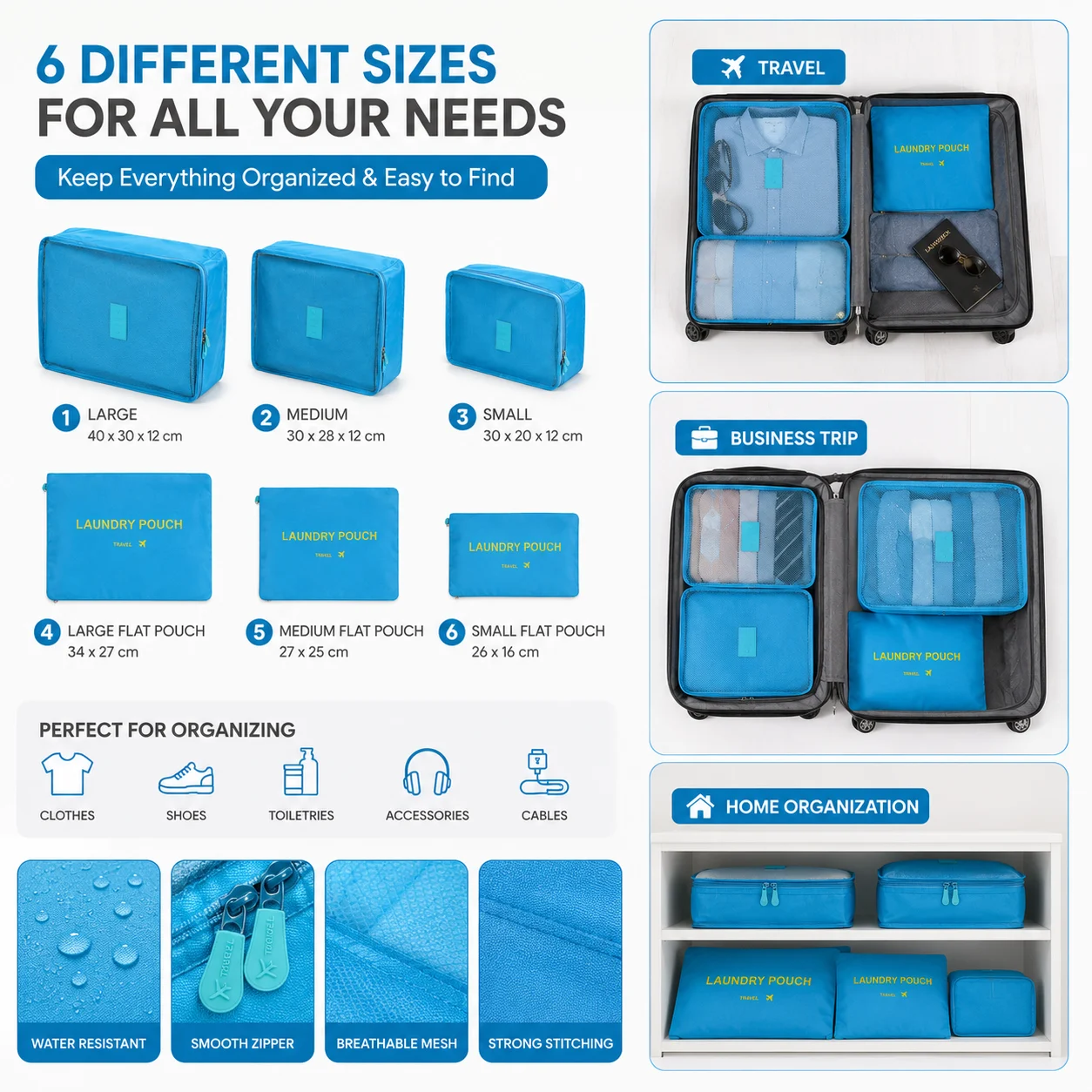6-Piece Travel Organizer & Laundry Pouch Set – photo 1