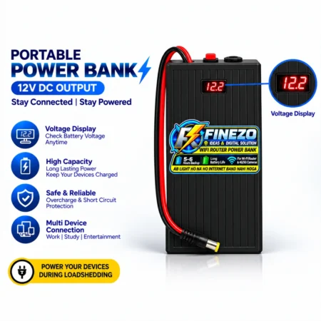 Finezo WiFi Router Power Bank 12000mAh – Mini UPS 9V/12V