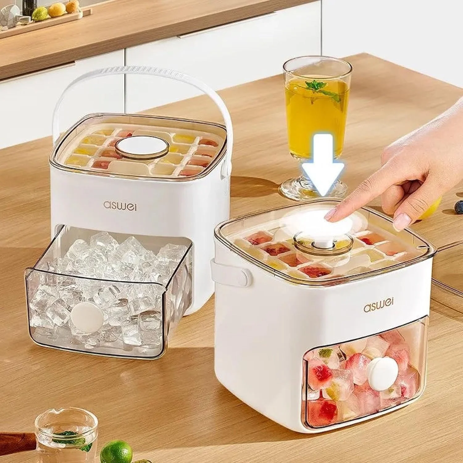 Double Layer Ice Cube Tray with Handle – Rapid Release Ice Box