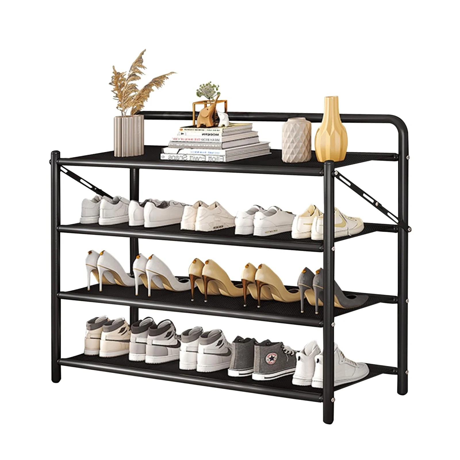 4-Tier Iron Shoe Rack, Sturdy & Space-Saving - photo 1