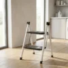 2-Step Folding Metal Stool Ladder – Compact Safety Step Stool