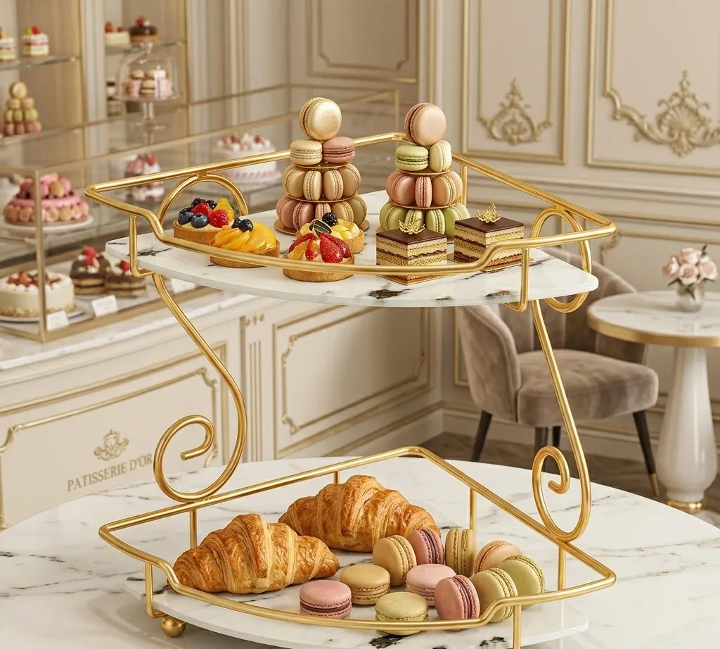 2 Tier Golden Corner Rack – Cosmetic & Spice Organizer – photo 3
