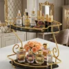2 Tier Golden Corner Rack – Cosmetic & Spice Organizer