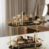 2 Tier Corner Storage Rack – Gold Frame with Acrylic Shelves