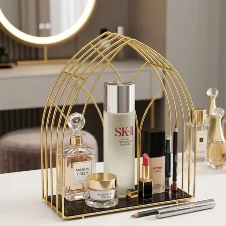 Gold Arch Cosmetic Organizer – Perfume & Makeup Display Stand