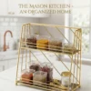 2 Tier Geometric Gold Vanity Organizer – Diamond Pattern Rack