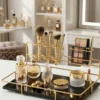 Toothpaste Holder & Makeup Brush Stand – Gold Cosmetic Rack