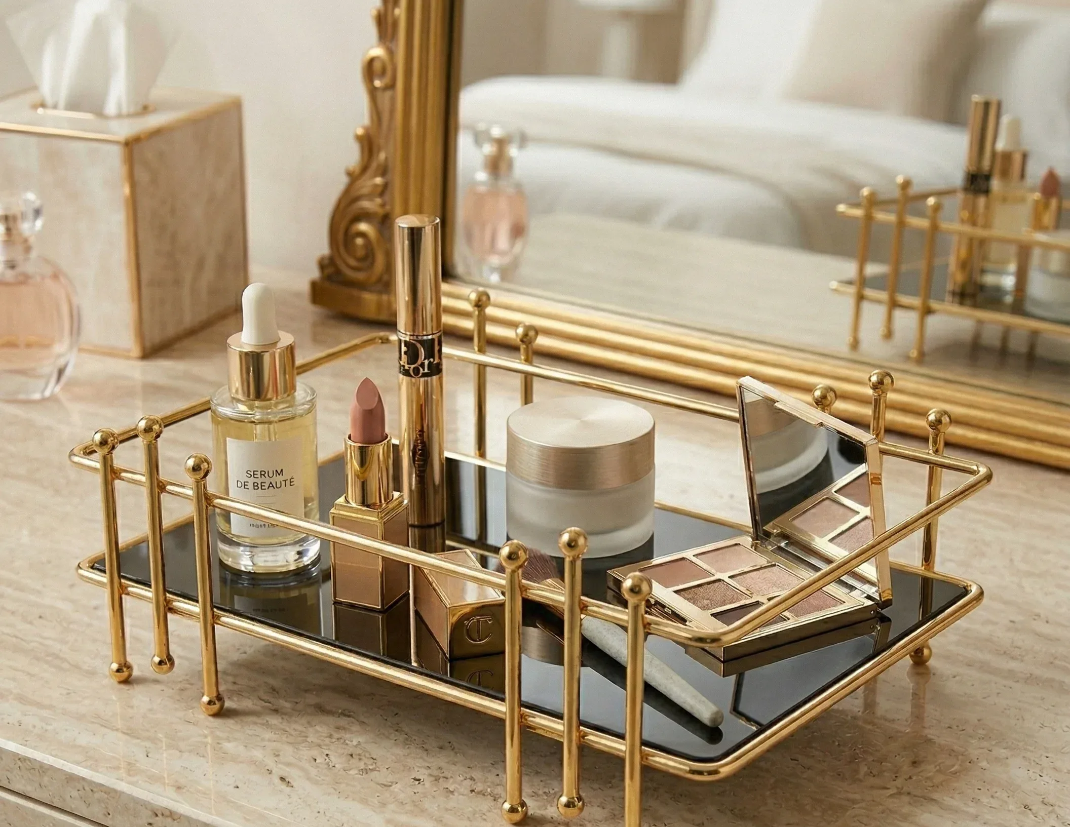 Gold Multi-Purpose Organizer Rack – Elegant Display Tray – photo 4