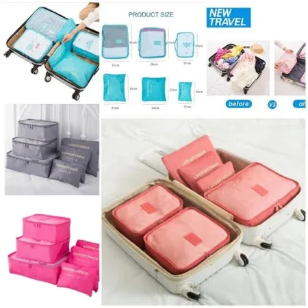 6-Piece Travel Organizer Bags Set – Packing Cubes & Toiletry Pouch for Luggage