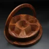 Wooden Spring Tray 14 Inch – Foldable Round Basket for Dry Fruits