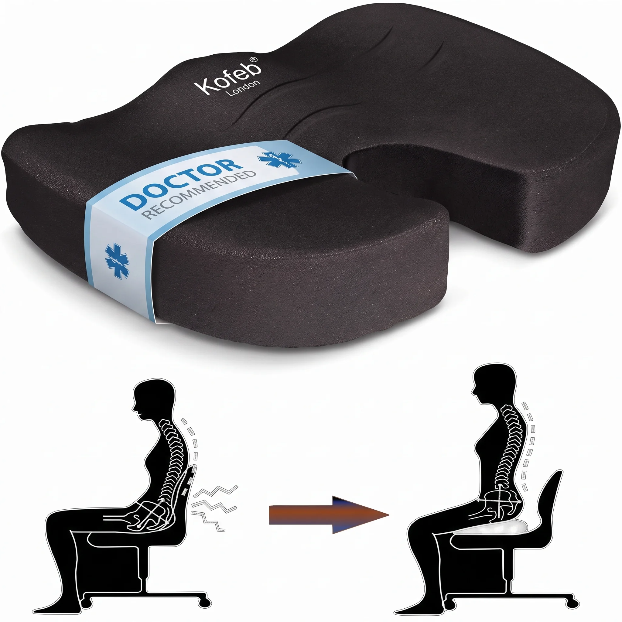 Orthopedic Coccyx Seat Cushion – Memory Foam for Car & Office Chair - photo 5