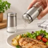 Stainless Steel and Glass Salt Pepper Shaker Set – 2 Piece