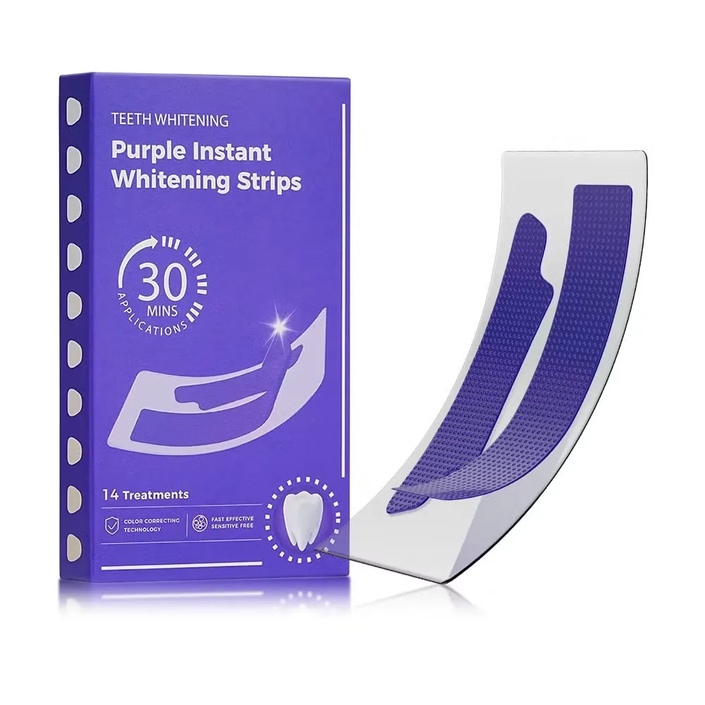 Purple Teeth Whitening Strips – Colour Corrector Strips for Sensitive Teeth (14 Strips)
