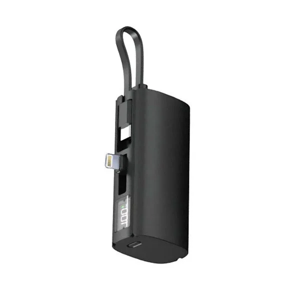 Aspor A351 Mini Power Bank 5000mAh – Built-in Cable, Display & Phone Stand - photo 4