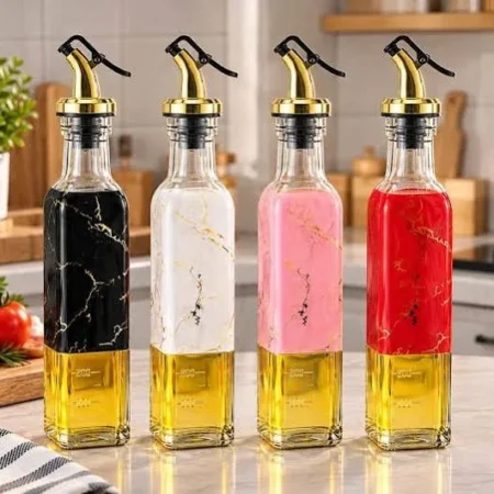 Glass Oil Bottle – Marble Touch Design for Kitchen