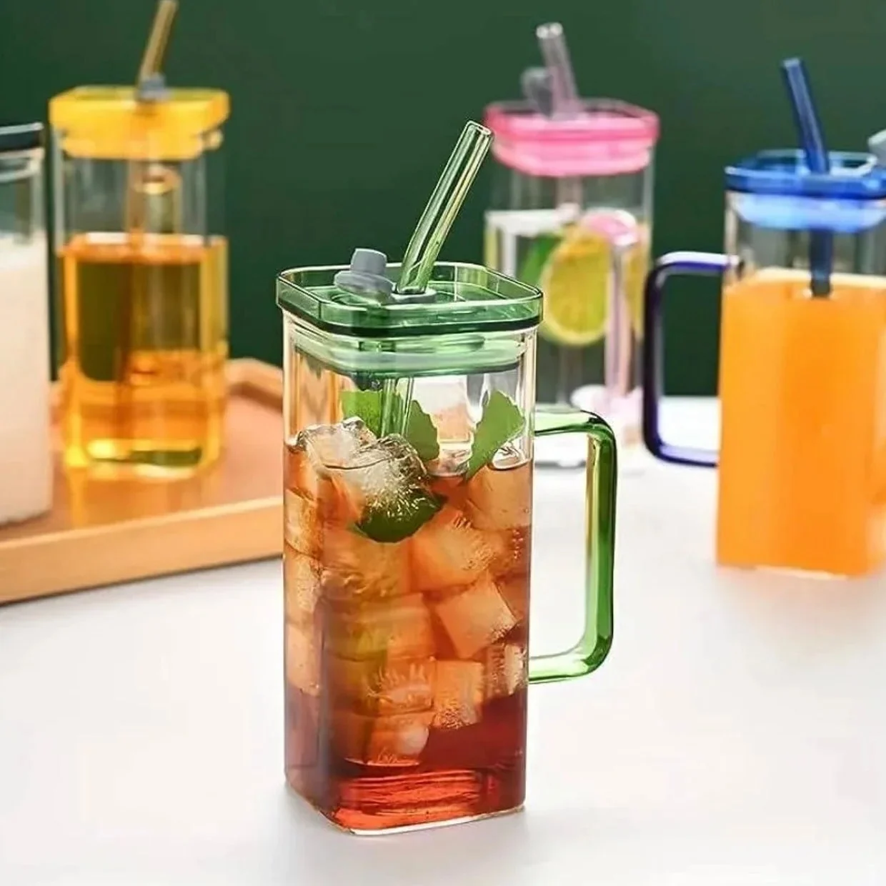 Rectangular Glass Mug with Straw - 400 ML - photo 4