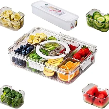 Snackle Box with Handle – 8 Compartment Serving Tray – photo 1