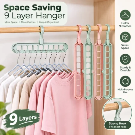 9-Hole Space Saving Magic Hanger – Closet Organizer (Pack of 1, 3 or 5)