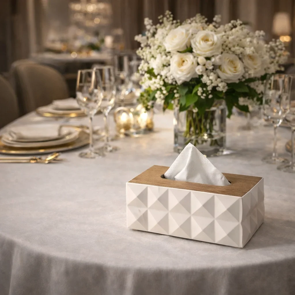 Triangular Design Tissue Box, Heavy Wood (2 Way) - photo 2