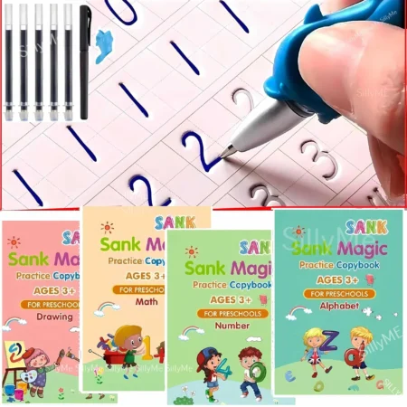 Sank Magic Practice Copybook – Set of 4 Reusable Handwriting Books for Kids