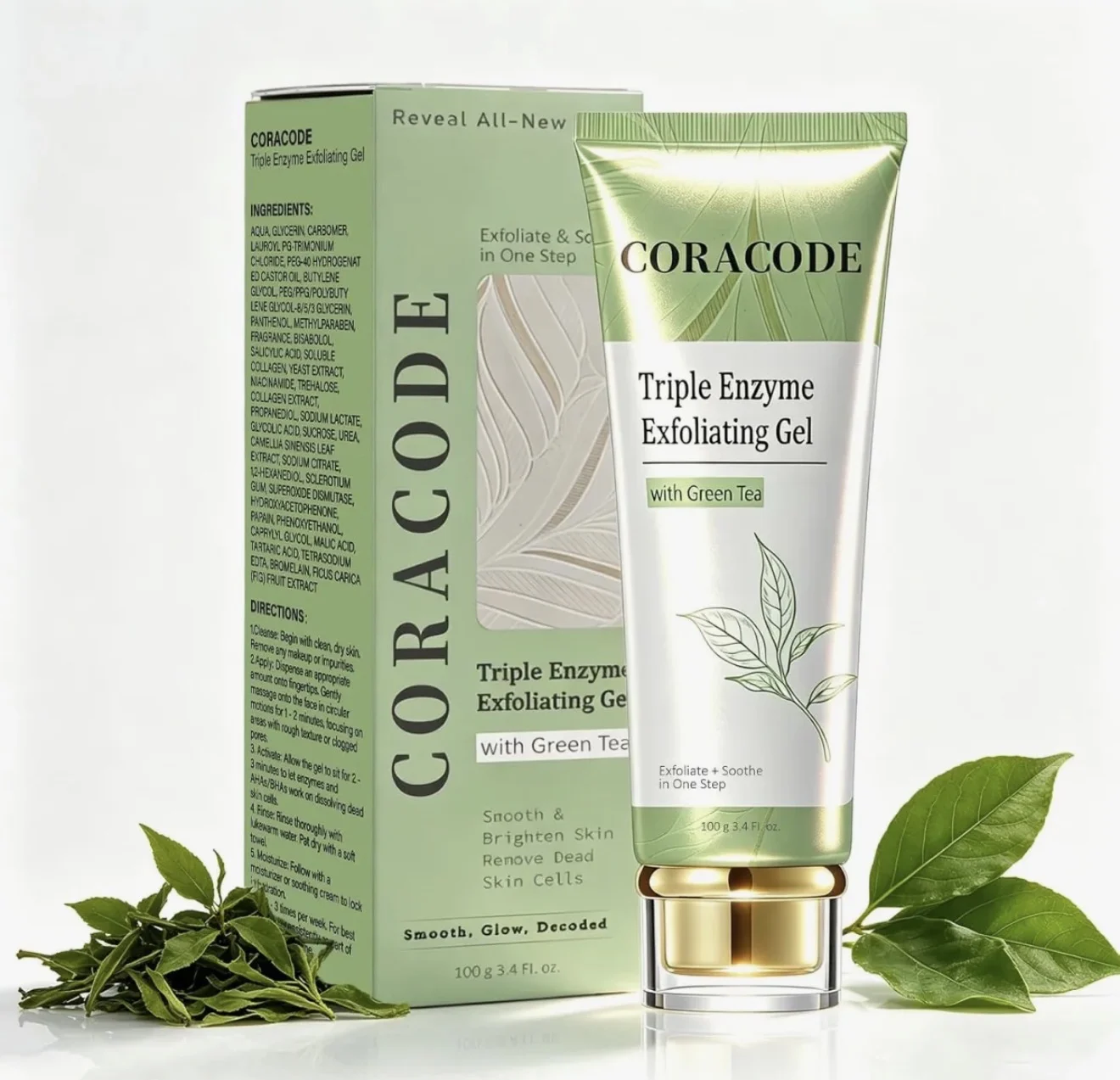 Coracode Triple Enzyme Exfoliating Gel with Green Tea (100g) - photo 1