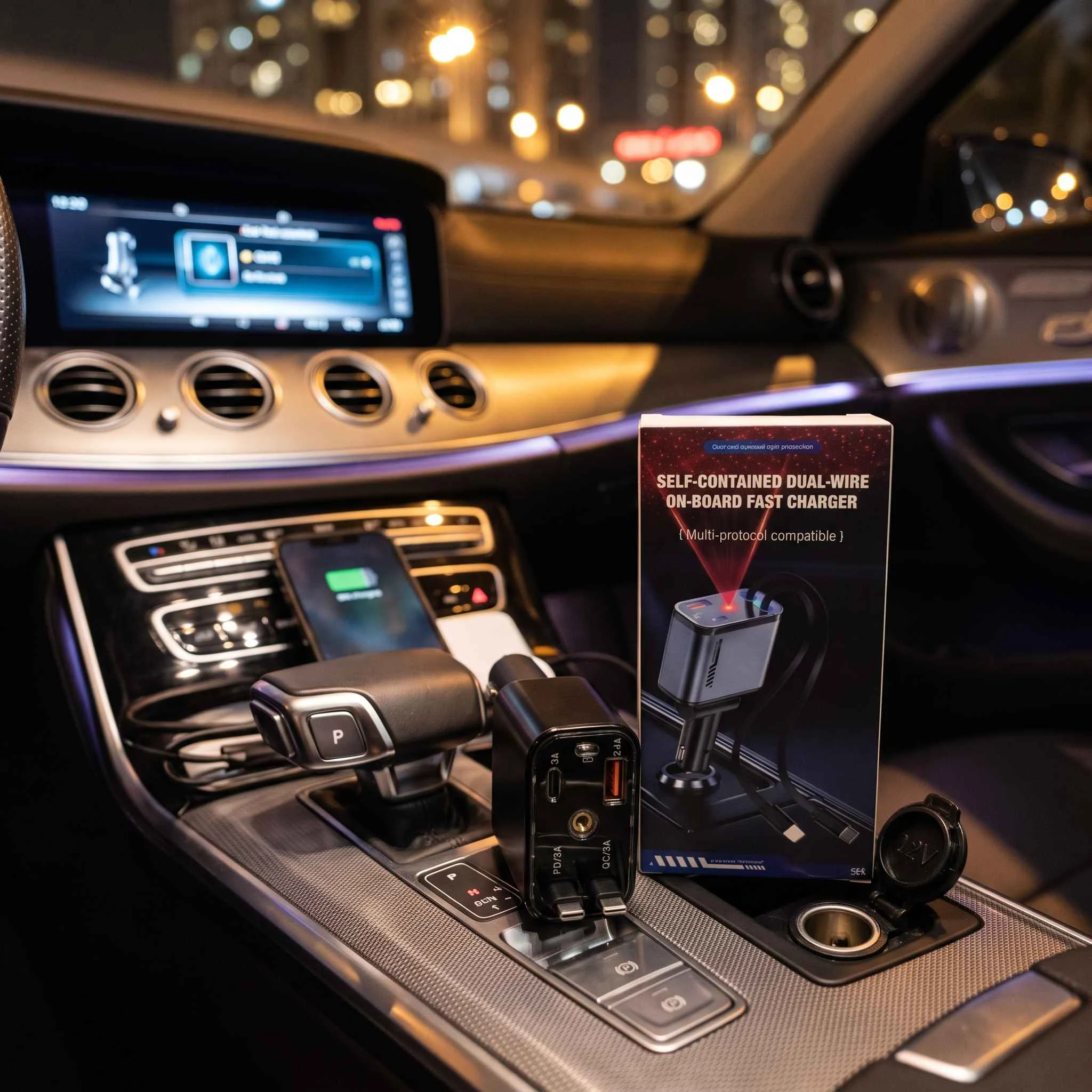 5-in-1 Car Fast Charger with Built-in Dual Cables – PD & QC 3.0 - photo 3