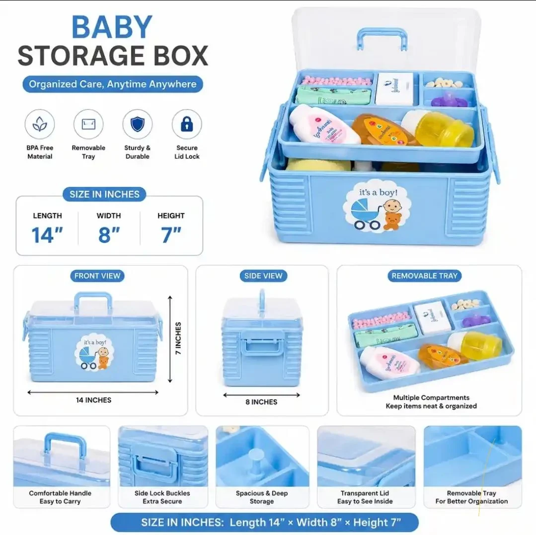 Portable Baby Care Storage Box – Nursery Organizer for Baby Essentials
