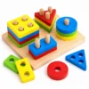 Wooden Shape Sorter Toy – Montessori Shape Matching Puzzle