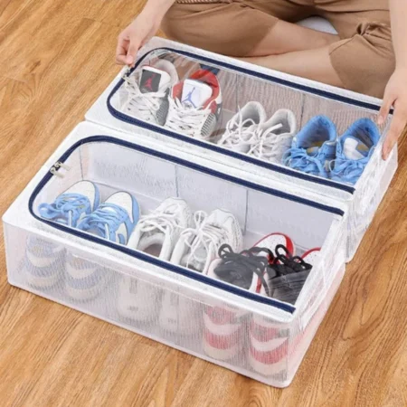 Non-Woven Shoe Storage Box with Steel Frame – Clear Top