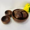 Handcrafted Wooden Serving Bowl Set – 1 Large + 6 Small Bowls