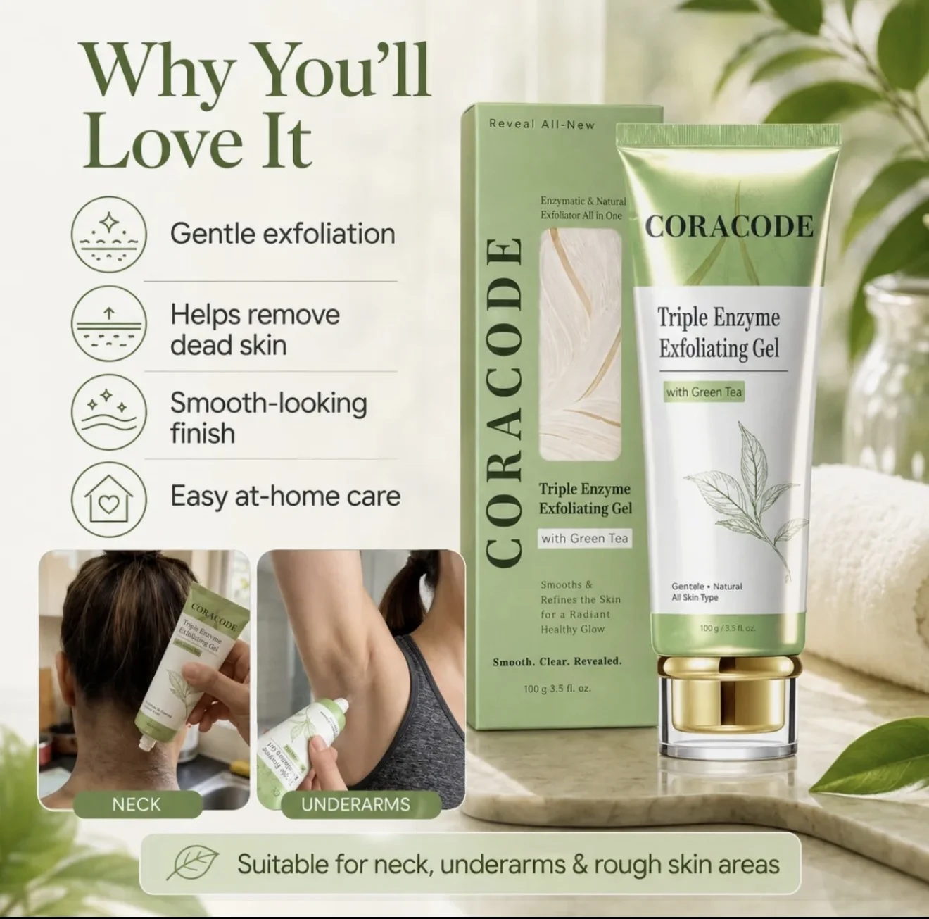 Coracode Triple Enzyme Exfoliating Gel with Green Tea (100g) - photo 4