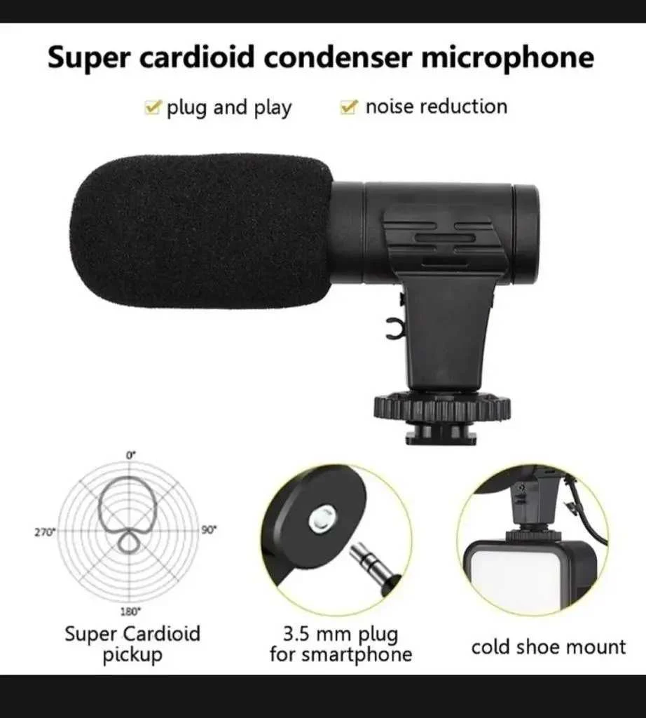AY-49 Vlogging Kit – Microphone, LED Light & Mini Tripod with Remote - photo 6