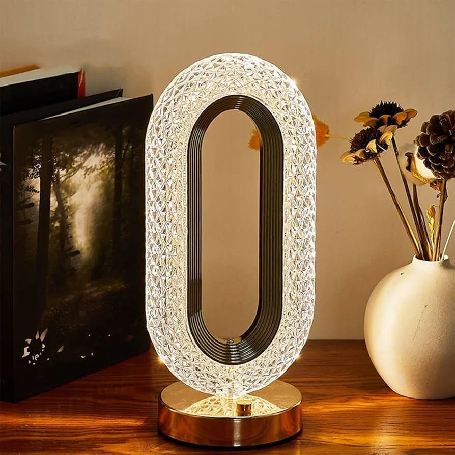 Elegant Oval Crystal Lamp - Rechargeable, 3 Light Modes - photo 3