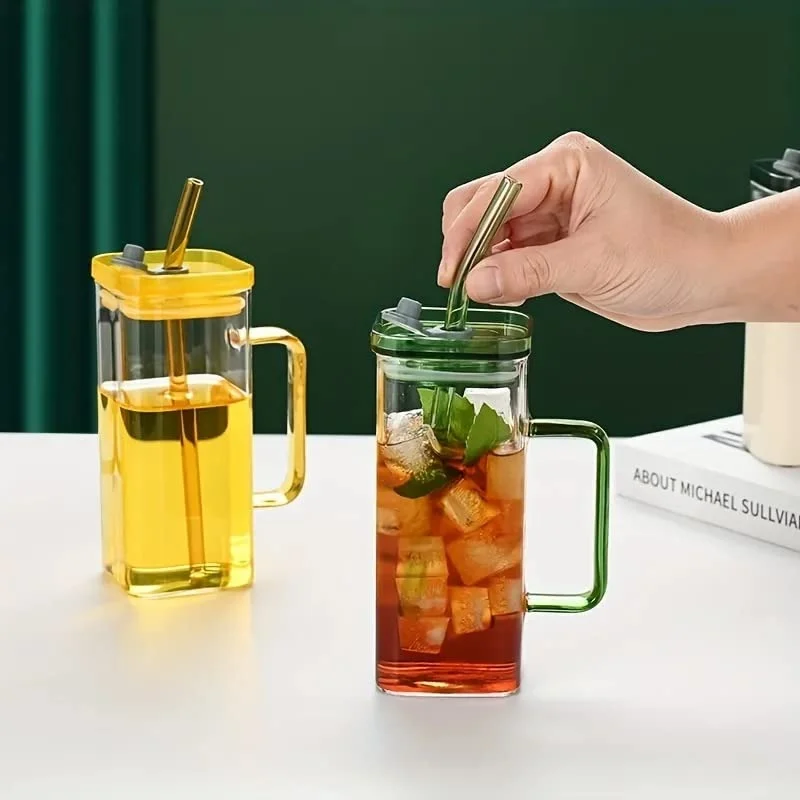 Rectangular Glass Mug with Straw - 400 ML - photo 5
