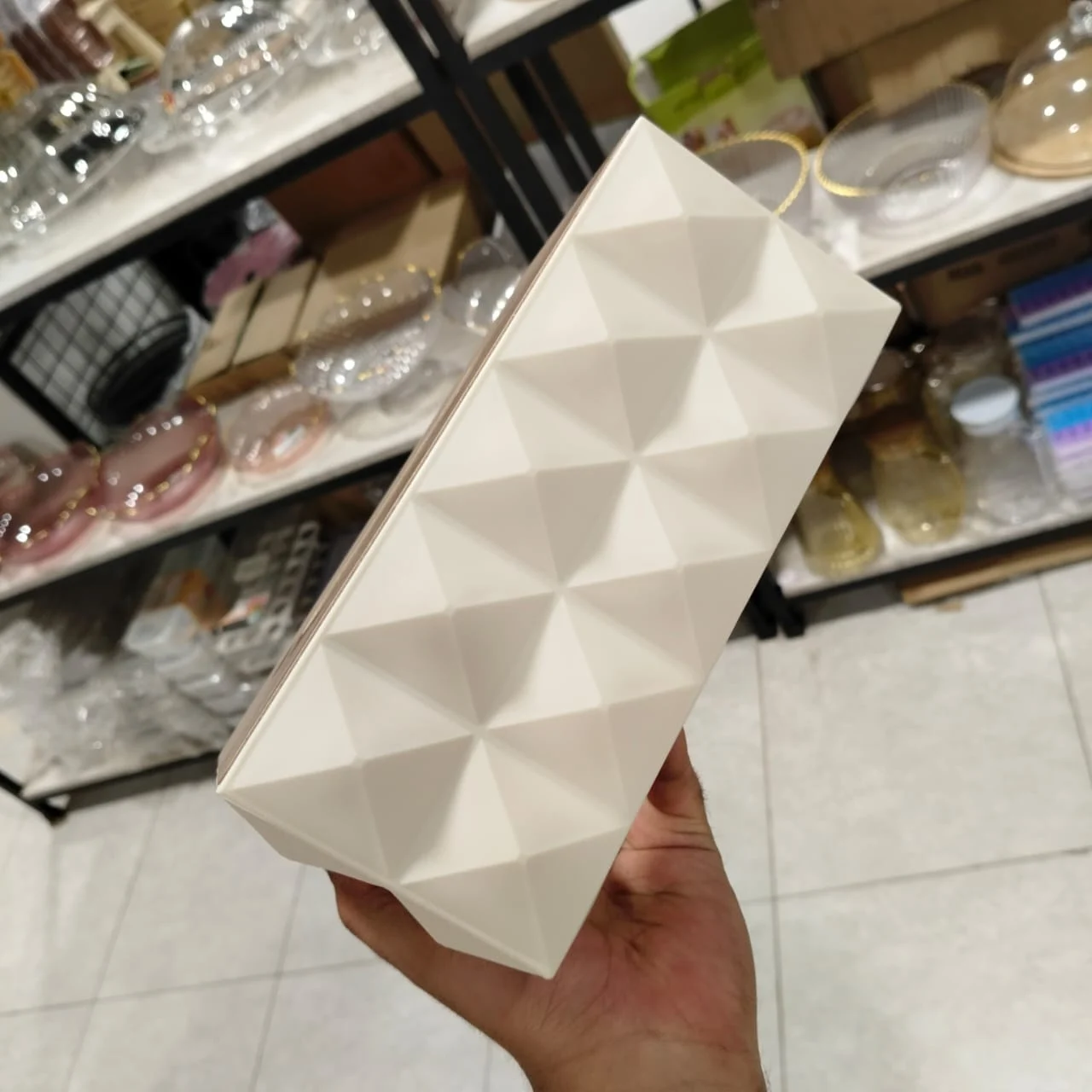 Triangular Design Tissue Box, Heavy Wood (2 Way) - photo 5