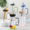 Rectangular Glass Mug with Straw - 400 ML - photo 1
