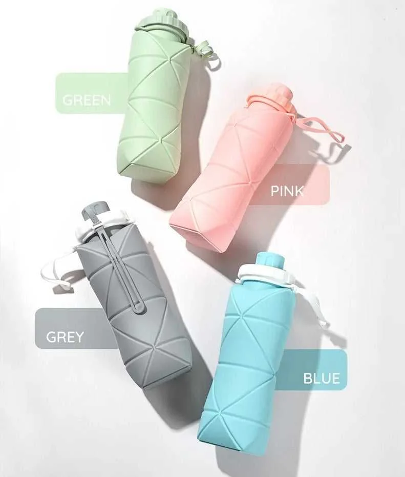 Silicone Folding Water Bottle 600ml – Collapsible Reusable Bottle – photo 4