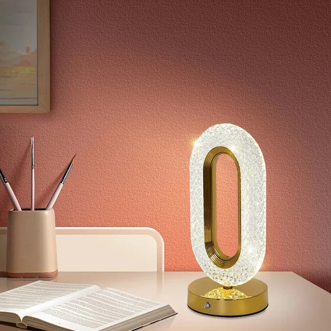 Elegant Oval Crystal Lamp - Rechargeable, 3 Light Modes - photo 2