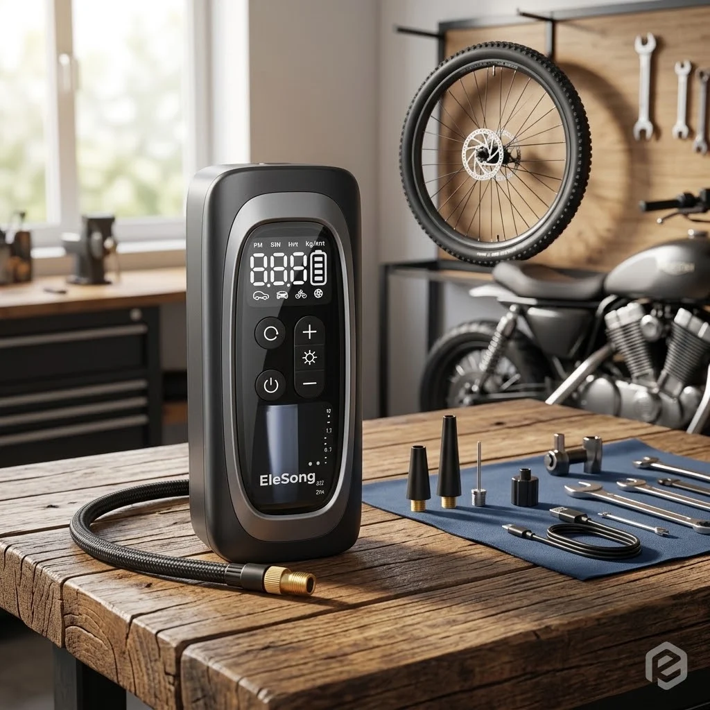 EleSong T03 Portable Electric Air Pump – Digital Tyre Inflator