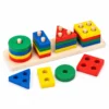 Wooden Colour & Shape Sorter Stacking Toy – Montessori Counting Puzzle