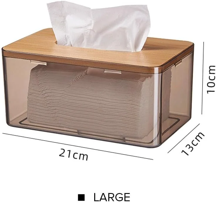 Acrylic Tissue Box with Wooden Lid - Large - photo 2