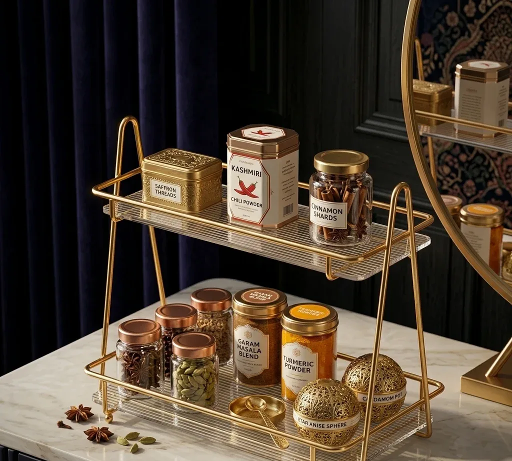 2 Tier Gold Display Rack – Dessert, Perfume & Cosmetic Stand – photo 7
