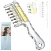 Hair oil applicator comb with dropper and teeth cover – transparent oil infusion scalp comb by Timfora