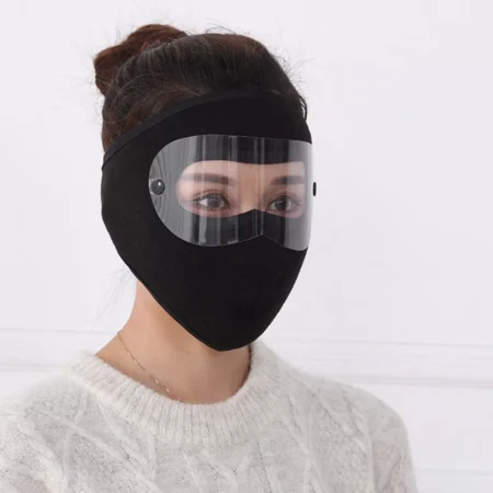 Winter Full Face Mask with Anti-Fog Goggles – Windproof Fleece Hood for Bike Riding